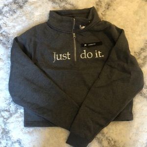 Gray Nike Cropped Quarter Zip Pullover